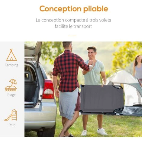 OUTSUNNY Transat De Jardin Chaise Longue Pliante Bain De Soleil Pour Lecture Gris 7 OUTSUNNY Transat De Jardin Chaise Longue Pliante Bain De Soleil Pour Lecture Gris – Image 5