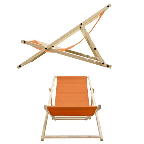 Chaise Longue De Jardin Pliante Bois Bain De Soleil Plage Chilienne Orange 120kg 4 Chaise Longue De Jardin Pliante Bois Bain De Soleil Plage Chilienne Orange 120kg – Image 2