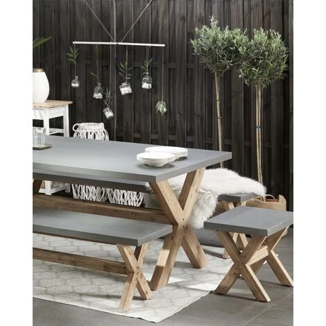 Tabouret De Jardin 51 X 40 Cm Avec Assise En Béton Résistant Et Pieds En Bois Naturel Idéal Pour Extérieur Au Style Scandinave Beliani 4 Tabouret De Jardin 51 X 40 Cm Avec Assise En Béton Résistant Et Pieds En Bois Naturel Idéal Pour Extérieur Au Style Scandinave Beliani – Image 2