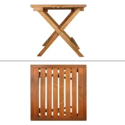 Table Pliante D'appoint Pour Jardin Terrase Table Basse En Bois De Pin 46X46 Cm -Promos Verde Rêverie Boutique 22949907 2