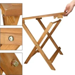 Table Pliante D'appoint Pour Jardin Terrase Table Basse En Bois De Pin 46X46 Cm -Promos Verde Rêverie Boutique 22949907 3