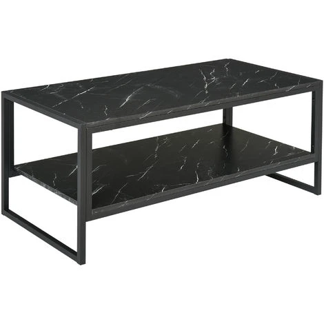 HOMCOM Table Basse Style Moderne Avec 2 Étagères 106 X 50 X 47 Cm Noir 4 HOMCOM Table Basse Style Moderne Avec 2 Étagères 106 X 50 X 47 Cm Noir -Promos Verde Rêverie Boutique 22964159 1