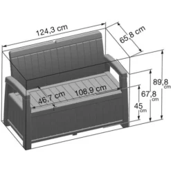 Banc Coffre En Résine Pour Jardin Gardiun Vita Gris Anthracite 124x66x90 Cm 230 L 8 Banc Coffre En Résine Pour Jardin Gardiun Vita Gris Anthracite 124x66x90 Cm 230 L -Promos Verde Rêverie Boutique 22996644 3