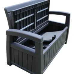 Banc Coffre En Résine Pour Jardin Gardiun Vita Gris Anthracite 124x66x90 Cm 230 L 9 Banc Coffre En Résine Pour Jardin Gardiun Vita Gris Anthracite 124x66x90 Cm 230 L -Promos Verde Rêverie Boutique 22996644 4