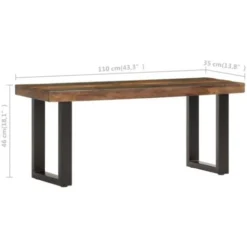 Banc 110 Cm Bois De Récupération Solide Et Acier VidaXL -Promos Verde Rêverie Boutique 23032139 3