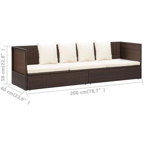 Lit De Jardin Avec Coussin Et Oreillers Résine Tressée Marron VidaXL 5 Lit De Jardin Avec Coussin Et Oreillers Résine Tressée Marron VidaXL – Image 3