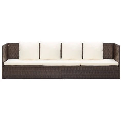 Lit De Jardin Avec Coussin Et Oreillers Résine Tressée Marron VidaXL 6 Lit De Jardin Avec Coussin Et Oreillers Résine Tressée Marron VidaXL – Image 4