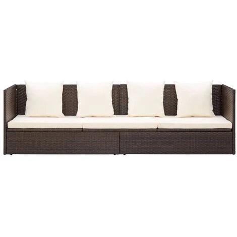 Lit De Jardin Avec Coussin Et Oreillers Résine Tressée Marron VidaXL 7 Lit De Jardin Avec Coussin Et Oreillers Résine Tressée Marron VidaXL – Image 5
