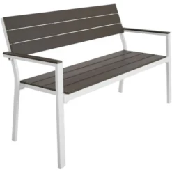 Banc De Jardin Line 2 Places En Aluminium 128 X 59 X 88cm - Meuble De Jardin, Banc De Jardin Extérieur, Banc Extérieur