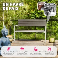 Banc De Jardin Line 2 Places En Aluminium 128 X 59 X 88cm - Meuble De Jardin, Banc De Jardin Extérieur, Banc Extérieur 9 Banc De Jardin Line 2 Places En Aluminium 128 X 59 X 88cm - Meuble De Jardin, Banc De Jardin Extérieur, Banc Extérieur -Promos Verde Rêverie Boutique 23214583 3