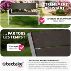 Banc De Jardin Line 2 Places En Aluminium 128 X 59 X 88cm - Meuble De Jardin, Banc De Jardin Extérieur, Banc Extérieur 10 Banc De Jardin Line 2 Places En Aluminium 128 X 59 X 88cm - Meuble De Jardin, Banc De Jardin Extérieur, Banc Extérieur -Promos Verde Rêverie Boutique 23214583 4