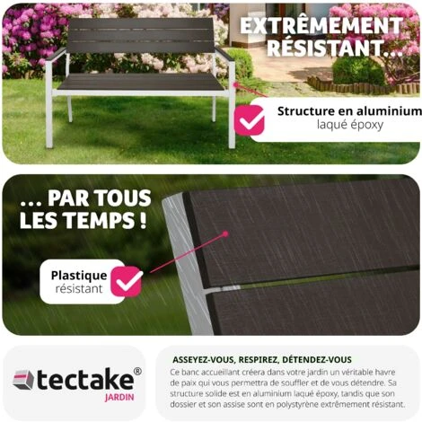 Banc De Jardin Line 2 Places En Aluminium 128 X 59 X 88cm - Meuble De Jardin, Banc De Jardin Extérieur, Banc Extérieur 6 Banc De Jardin Line 2 Places En Aluminium 128 X 59 X 88cm - Meuble De Jardin, Banc De Jardin Extérieur, Banc Extérieur – Image 4