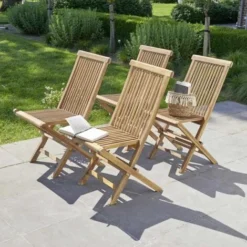 Chaise De Jardin En Teck Huilé Massif Pliante (lot De 4)