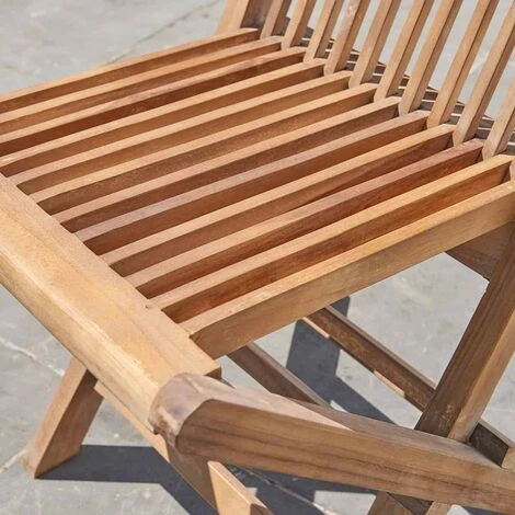 Chaise De Jardin En Teck Huilé Massif Pliante (lot De 4) 7 Chaise De Jardin En Teck Huilé Massif Pliante (lot De 4) – Image 5