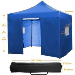 3x3m Tonnelle Pliante De Jardin Imperméable Avec Sac De Transport - Barnum Pliant Pour Marché, Mariage, Camping, Activités En Plein Air Avec 4 Parois - Bleu 9 3x3m Tonnelle Pliante De Jardin Imperméable Avec Sac De Transport - Barnum Pliant Pour Marché, Mariage, Camping, Activités En Plein Air Avec 4 Parois - Bleu -Promos Verde Rêverie Boutique 23523694 3
