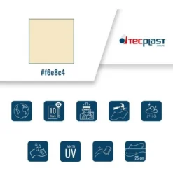 TECPLAST Toile Pergola Ivoire 4x4 M 680PR - Qualité 10 Ans - Bâche Pergola Ou Tonnelle étanche En PVC - Made In France -Promos Verde Rêverie Boutique 23757881 4