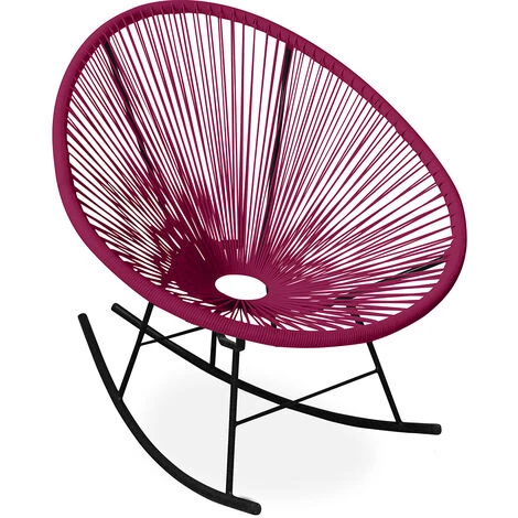 Chaise à Bascule Acapulco - Pieds Noirs - Nouvelle Édition Violet - Acier, Rotin Synthétique 3 Chaise à Bascule Acapulco - Pieds Noirs - Nouvelle Édition Violet - Acier, Rotin Synthétique