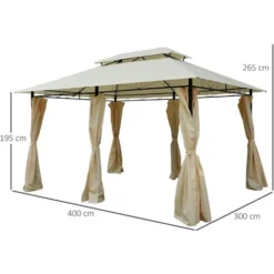 OUTSUNNY Tonnelle Barnum Pavillon De Jardin Style Colonial Double Toit Toiles Latérales Amovibles 3L X 4l X 2,65H M Crème 9 OUTSUNNY Tonnelle Barnum Pavillon De Jardin Style Colonial Double Toit Toiles Latérales Amovibles 3L X 4l X 2,65H M Crème -Promos Verde Rêverie Boutique 25006882 3