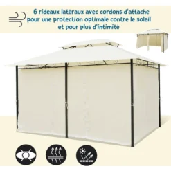 OUTSUNNY Tonnelle Barnum Pavillon De Jardin Style Colonial Double Toit Toiles Latérales Amovibles 3L X 4l X 2,65H M Crème 10 OUTSUNNY Tonnelle Barnum Pavillon De Jardin Style Colonial Double Toit Toiles Latérales Amovibles 3L X 4l X 2,65H M Crème -Promos Verde Rêverie Boutique 25006882 4