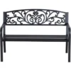 OUTSUNNY Banc De Jardin Terrasse En Acier Fonte Noir 3 Places 127 X 60 X 87 Cm Charge Max 220 Kg -Promos Verde Rêverie Boutique 25007314 1