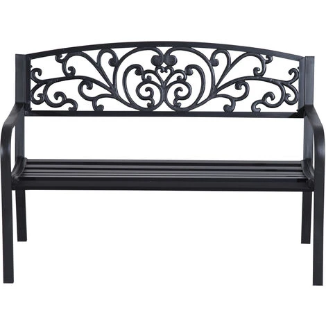 OUTSUNNY Banc De Jardin Terrasse En Acier Fonte Noir 3 Places 127 X 60 X 87 Cm Charge Max 220 Kg 3 OUTSUNNY Banc De Jardin Terrasse En Acier Fonte Noir 3 Places 127 X 60 X 87 Cm Charge Max 220 Kg