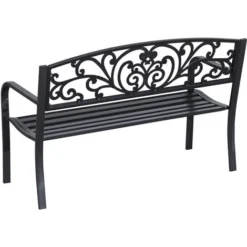 OUTSUNNY Banc De Jardin Terrasse En Acier Fonte Noir 3 Places 127 X 60 X 87 Cm Charge Max 220 Kg 9 OUTSUNNY Banc De Jardin Terrasse En Acier Fonte Noir 3 Places 127 X 60 X 87 Cm Charge Max 220 Kg -Promos Verde Rêverie Boutique 25007314 3