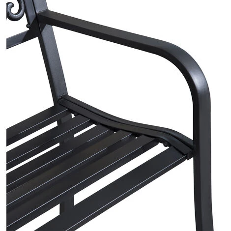 OUTSUNNY Banc De Jardin Terrasse En Acier Fonte Noir 3 Places 127 X 60 X 87 Cm Charge Max 220 Kg 6 OUTSUNNY Banc De Jardin Terrasse En Acier Fonte Noir 3 Places 127 X 60 X 87 Cm Charge Max 220 Kg – Image 4