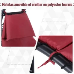OUTSUNNY Bain De Soleil Transat Suspendu Avec Pare-soleil Et Matelas Design Contemporain 190L X 115l X 190H Cm Acier Polyester Rouge Noir 11 OUTSUNNY Bain De Soleil Transat Suspendu Avec Pare-soleil Et Matelas Design Contemporain 190L X 115l X 190H Cm Acier Polyester Rouge Noir -Promos Verde Rêverie Boutique 25007388 5