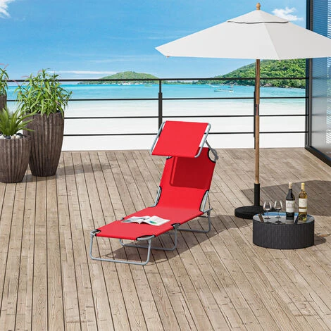 OUTSUNNY Transat Bain De Soleil Pliable Grand Confort Dossier Et Pare-soleil Réglable Multi-positions Rouge 4 OUTSUNNY Transat Bain De Soleil Pliable Grand Confort Dossier Et Pare-soleil Réglable Multi-positions Rouge – Image 2