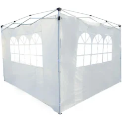 OUTSUNNY Parois Latérales De Rechange Barnum Tonnelle 3 X 3 Ou 3 X 6 M 2 Pièces 2 Grandes Fenêtres Blanc