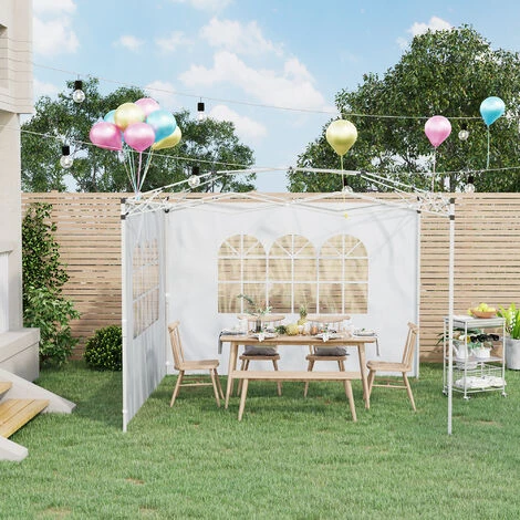 OUTSUNNY Parois Latérales De Rechange Barnum Tonnelle 3 X 3 Ou 3 X 6 M 2 Pièces 2 Grandes Fenêtres Blanc 4 OUTSUNNY Parois Latérales De Rechange Barnum Tonnelle 3 X 3 Ou 3 X 6 M 2 Pièces 2 Grandes Fenêtres Blanc – Image 2