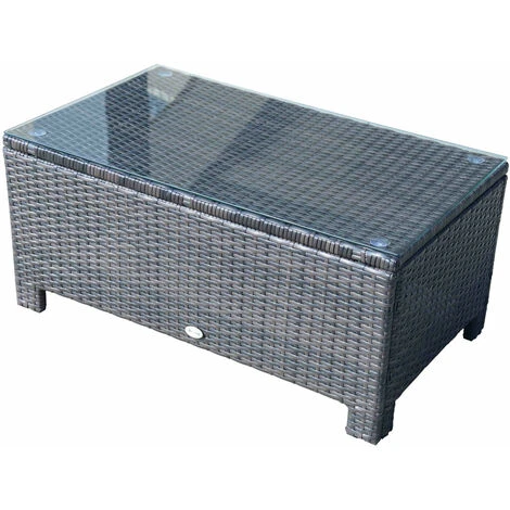 OUTSUNNY Table Basse De Jardin Plateau Verre Trempé 5 Mm Rotin Tressé 85 X 50 X 39cm Max. 50 Kg Marron 3 OUTSUNNY Table Basse De Jardin Plateau Verre Trempé 5 Mm Rotin Tressé 85 X 50 X 39cm Max. 50 Kg Marron