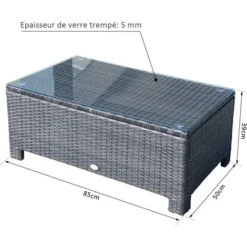 OUTSUNNY Table Basse De Jardin Plateau Verre Trempé 5 Mm Rotin Tressé 85 X 50 X 39cm Max. 50 Kg Marron 9 OUTSUNNY Table Basse De Jardin Plateau Verre Trempé 5 Mm Rotin Tressé 85 X 50 X 39cm Max. 50 Kg Marron -Promos Verde Rêverie Boutique 25007509 3