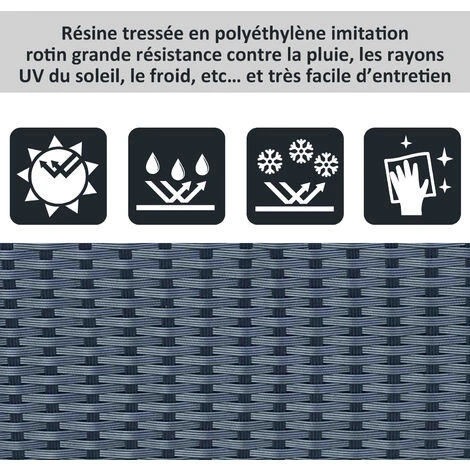 OUTSUNNY Table Basse De Jardin Plateau Verre Trempé 5 Mm Rotin Tressé 85 X 50 X 39cm Max. 50 Kg Noir 6 OUTSUNNY Table Basse De Jardin Plateau Verre Trempé 5 Mm Rotin Tressé 85 X 50 X 39cm Max. 50 Kg Noir – Image 4