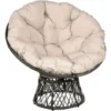OUTSUNNY Fauteuil Rond De Jardin Fauteuil Papasan Pivotant Grand Confort Ø 97 X 90H Cm Grand Coussin Fourni Polyester Résine Tressée Crème -Promos Verde Rêverie Boutique 25007533 1