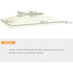 HOMCOM Toile De Toit De Rechange Pour Pavillon Tonnelle Tente 3x4m Crème 9 HOMCOM Toile De Toit De Rechange Pour Pavillon Tonnelle Tente 3x4m Crème -Promos Verde Rêverie Boutique 25007561 3