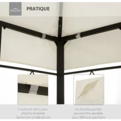 HOMCOM Toile De Toit De Rechange Pour Pavillon Tonnelle Tente 3x4m Crème 11 HOMCOM Toile De Toit De Rechange Pour Pavillon Tonnelle Tente 3x4m Crème -Promos Verde Rêverie Boutique 25007561 5