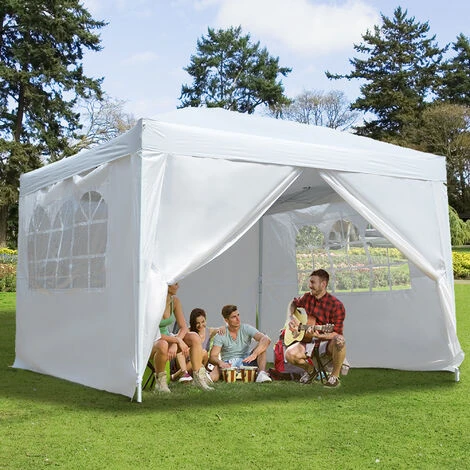 OUTSUNNY Tonnelle Barnum Tente De Réception Pliante 3 X 3 X 2,55 M Avec Fenêtres + Sac De Transport Blanc 4 OUTSUNNY Tonnelle Barnum Tente De Réception Pliante 3 X 3 X 2,55 M Avec Fenêtres + Sac De Transport Blanc – Image 2