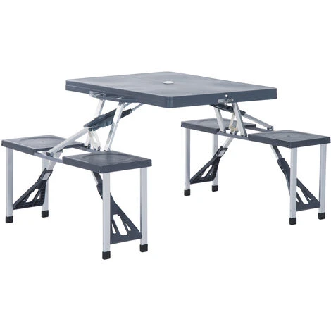 OUTSUNNY Table De Camping Pique Nique Pliante Portable 4 Personnes Aluminium Plastique Gris Foncé 3 OUTSUNNY Table De Camping Pique Nique Pliante Portable 4 Personnes Aluminium Plastique Gris Foncé
