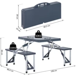 OUTSUNNY Table De Camping Pique Nique Pliante Portable 4 Personnes Aluminium Plastique Gris Foncé 9 OUTSUNNY Table De Camping Pique Nique Pliante Portable 4 Personnes Aluminium Plastique Gris Foncé -Promos Verde Rêverie Boutique 25008232 3