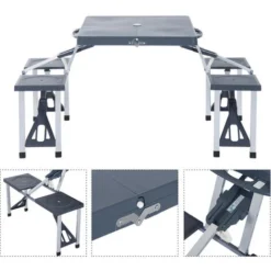 OUTSUNNY Table De Camping Pique Nique Pliante Portable 4 Personnes Aluminium Plastique Gris Foncé 10 OUTSUNNY Table De Camping Pique Nique Pliante Portable 4 Personnes Aluminium Plastique Gris Foncé -Promos Verde Rêverie Boutique 25008232 4