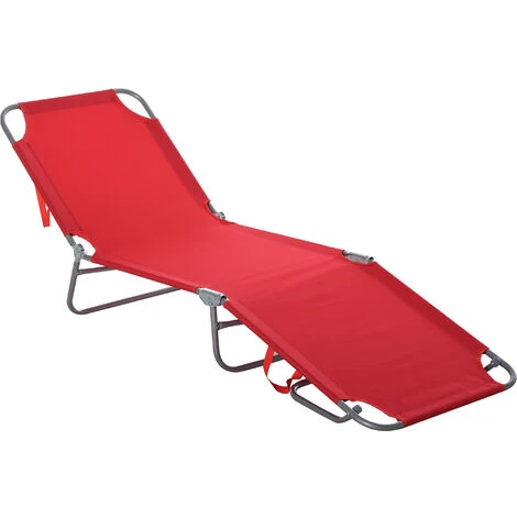 OUTSUNNY Bain De Soleil Transat Pliable Dossier Réglable Multipositions Métal Et Polyester Rouge 3 OUTSUNNY Bain De Soleil Transat Pliable Dossier Réglable Multipositions Métal Et Polyester Rouge
