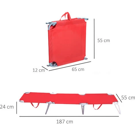OUTSUNNY Bain De Soleil Transat Pliable Dossier Réglable Multipositions Métal Et Polyester Rouge 5 OUTSUNNY Bain De Soleil Transat Pliable Dossier Réglable Multipositions Métal Et Polyester Rouge – Image 3