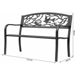 OUTSUNNY Banc 3 Places De Jardin Terrasse Style Rural Chic 127L X 60l X 85H Cm Métal époxy Anticorrosion Noir 9 OUTSUNNY Banc 3 Places De Jardin Terrasse Style Rural Chic 127L X 60l X 85H Cm Métal époxy Anticorrosion Noir -Promos Verde Rêverie Boutique 25008249 3