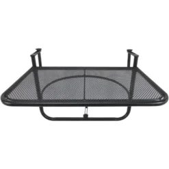 OUTSUNNY Table Suspendue Pour Balcon Dim. 60L X 56,5l Cm Hauteur Réglable 3 Niveaux Métal époxy Noir