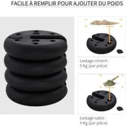 OUTSUNNY Lot De 4 Poids De Lestage Rond Pour Tonnelle Barnum Tente Dim. Ø 25 X 6H Cm HDPE Noir 11 OUTSUNNY Lot De 4 Poids De Lestage Rond Pour Tonnelle Barnum Tente Dim. Ø 25 X 6H Cm HDPE Noir -Promos Verde Rêverie Boutique 25008281 5