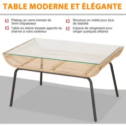 OUTSUNNY Salon De Jardin 4 Pers. 4 Pièces Style Exotique Métal époxy Résine Imitation Bambou Coussins Grand Confort Inclus Polyester Beige 11 OUTSUNNY Salon De Jardin 4 Pers. 4 Pièces Style Exotique Métal époxy Résine Imitation Bambou Coussins Grand Confort Inclus Polyester Beige -Promos Verde Rêverie Boutique 25008316 5