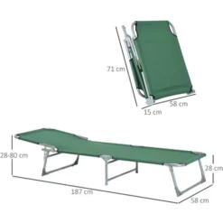 OUTSUNNY Bain De Soleil Transat Pliable Dossier Réglable Multipositions Métal Et Polyester Vert 9 OUTSUNNY Bain De Soleil Transat Pliable Dossier Réglable Multipositions Métal Et Polyester Vert -Promos Verde Rêverie Boutique 25008386 3