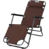 OUTSUNNY Chaise Longue Inclinable Transat Bain De Soleil 2 En 1 Pliant Têtière Amovible Charge Max. 136 Kg Toile Oxford Facile D'entretien Marron -Promos Verde Rêverie Boutique 25009092 1