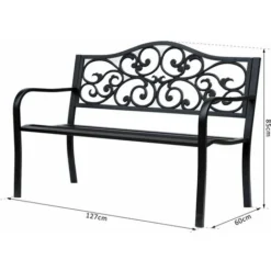 OUTSUNNY Banc 3 Places De Jardin Terrasse Style Cosy Chic 127L X 60l X 89H Cm Métal époxy Anticorrosion Noir 10 OUTSUNNY Banc 3 Places De Jardin Terrasse Style Cosy Chic 127L X 60l X 89H Cm Métal époxy Anticorrosion Noir -Promos Verde Rêverie Boutique 25009102 4